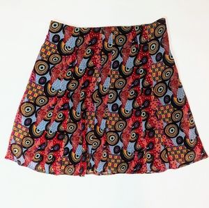 Y2K Indie Vintage Abstract Patterned Flowy Plus Size Skirt